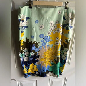 7th Avenue NY & Co Design Studio Midi Skirt 60s Mod Print Bodycon Scuba Size XL